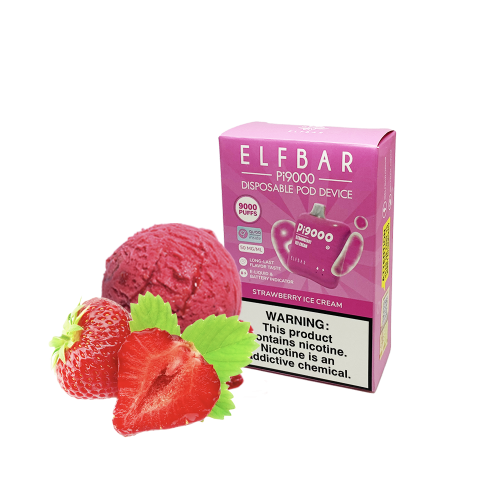 Elf Bar Pi9000 Strawberry ice cream (Земляника Мороженое) Одноразовый POD