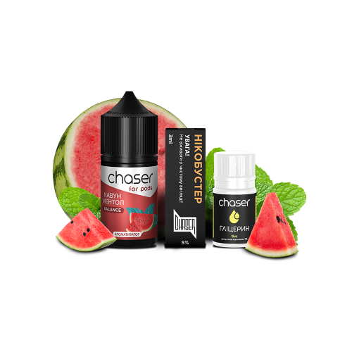 Жидкость Chaser Salt Watermelon Menthol Ultra 30 мл 50 мг Арбуз Ментол Самозамес