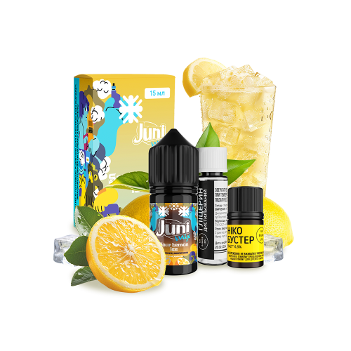 Жидкость Juni Salt Mix Sour Lemon Ice 30 мл 50 мг Кислый Лимон Лёд Самозамес
