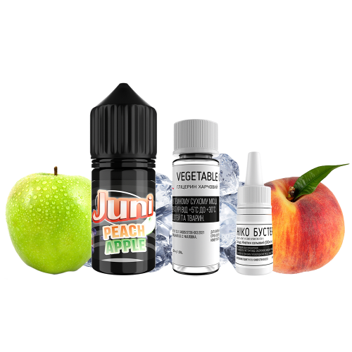Жидкость Juni Salt Silver Ice Peach Apple 30 мл 50 мг Персик Яблоко Лёд Самозамес