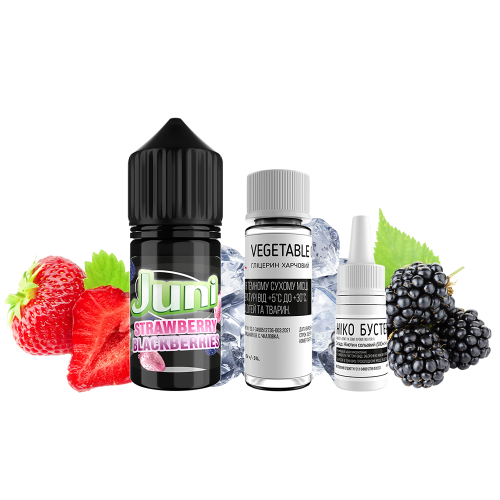 Жидкость Juni Salt Silver Ice Strawberry Blackberries 30 мл 50 мг Клубника Ежевика Лёд Самозамес