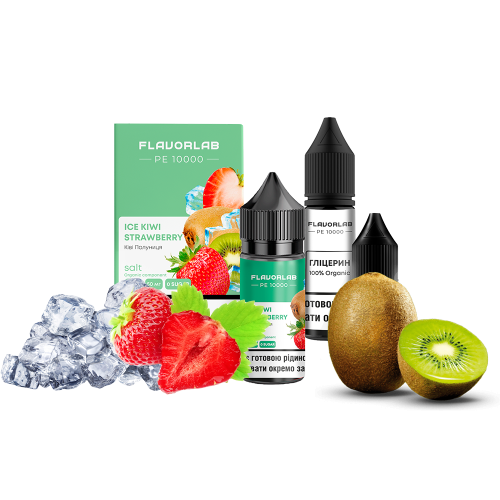 Жидкость Flavorlab Salt PE 10000 Ice Kiwi Strawberry 10 мл 50 мг Киви клубника Самозамес