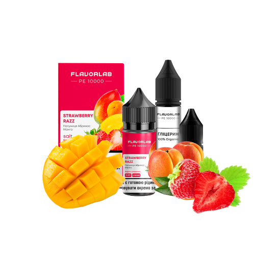 Жидкость Flavorlab Salt PE 10000 Strawberry Razz 30 мл 50 мг Клубника абрикос манго Самозамес
