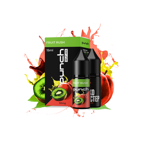Жидкость Punch Salt Fruit rush 15 мл 50 мг Киви Лимон Персик Самозамес