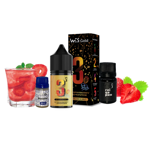 Жидкость WES Salt Gold Strawberry Lemonade 30 мл 50 мг Клубничный Лимонад Самозамес