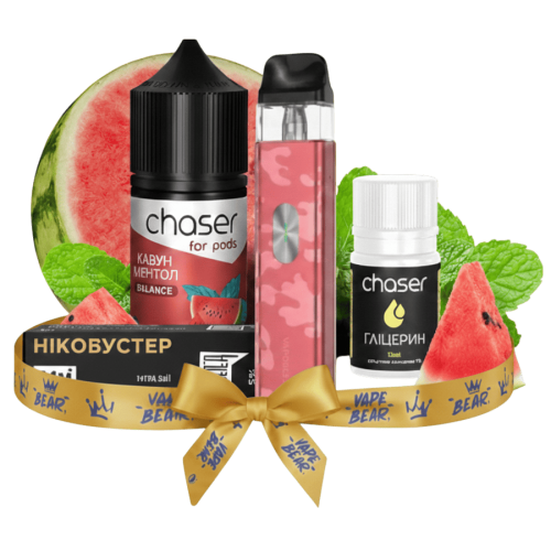 Стартовый набор Vaporesso XROS 4 Mini Camo Red + Chaser Watermelon Menthol Ultra 50 мг, 30 мл Арбуз Ментол