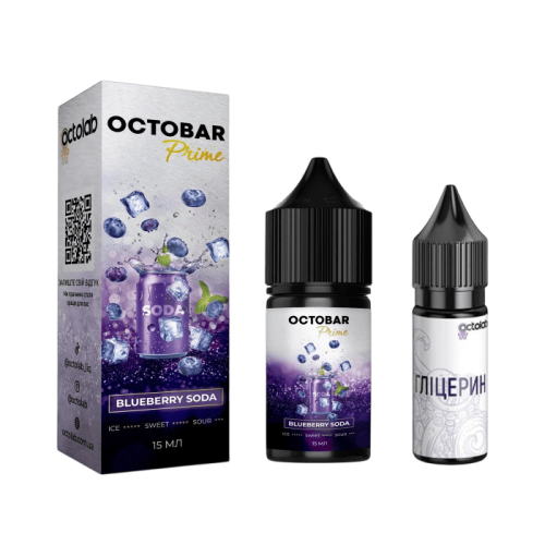 Жидкость Octobar Prime Hard Salt Blueberry Soda 30 мл 65 мг Черника Содовая Самозамес